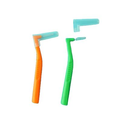 China Dental Handle L Shape Effectively Clean Interdental Oral Interdental Brush Long Care Area Interdental Brush for sale