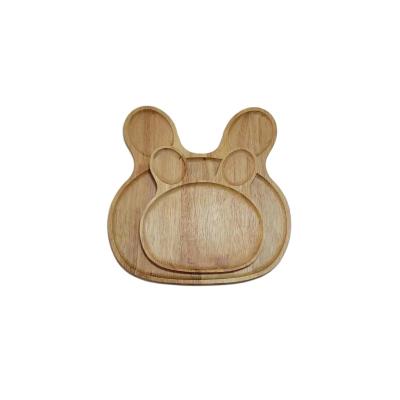 China Sustainable High Quality Rabbit Shape Animal Bamboo Wooden Cartoon Shape Dinner Dishes Snack Tray Eco-friendly for sale