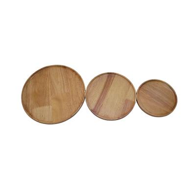 China Sustainable Customizable Safety Natural Bamboo Wood Round Party Fruit Food Serving Dish Tray For Snack Nut Dish for sale