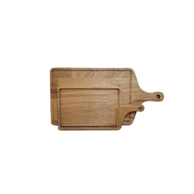 China Wholesale Sustainable Multi Size Rectangle Cheese Bread Bamboo Wooden Vegetables Fruit Dishes Tray With Handle for sale