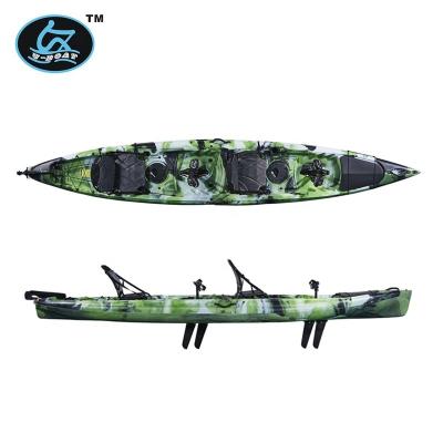 China Water Sports& Recreational HDPE Pedal Drive Plastic Tandem Boat with Optional Electric Trolling Motor in Camouflage Color for sale