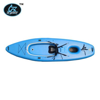 China Fishing Touring Single Guided 12.3ft Rowing Sit On Top Inflatable Fin Training Kayak Foldable With Easy To Carry Paddle And Pump for sale