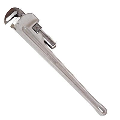 China Aluminum pipe wrench is 60% lighter compared to steel pipe wrench 14 inch aluminum handle straight pipe wrench heavy duty for 2inch 50mm jaw capacity with Milwaukee quality for sale