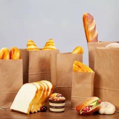 China Materials Manufacturer Custom Bread Bag Paper Food Grade Recycled Tote Bags Open Paper Bag For Bread for sale