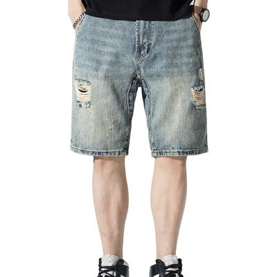 China Breathable Mens Loose Shorts Mens Denim Shorts 2023 Summer Cotton Wide Leg Blue Male Streetwear Retro Shorts Jeans for sale