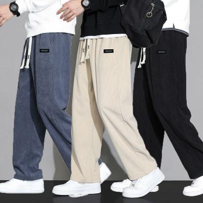 China Anti-pilling Spring Autumn Fashion Casual Streetwear Corduroy Wide-leg Pants Trousers For Men baggy Sports Gym Joggers Sweatpants Men for sale