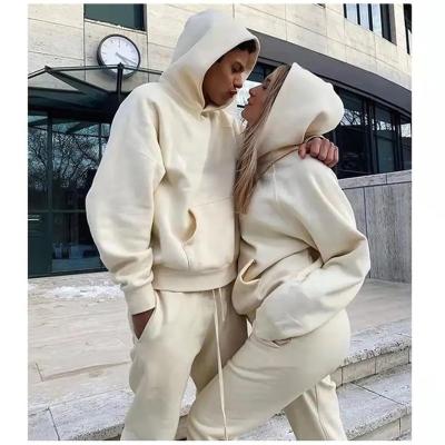 China Thermal OEM Custom Logo Tracksuit Cotton Sweatpants Luxury Hoody Sweatshirt Set Fleece Unisex Sweatsuit for sale