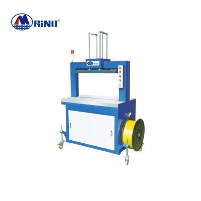 China Semi Automatic Food Strapping Machine With Above Press For Corrugated Cardboard Box for sale