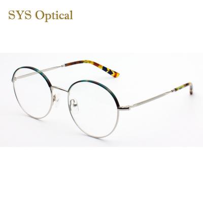 China For New Woman Product Metal Eye Stretching Glass Frames Retro Round Shape Metal Optical Frames Full Rim Eyewear for sale