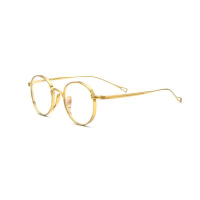 China Reading And More French Design Full Titanium Round Optical Frames Glasses Retro Own Brand Products for sale