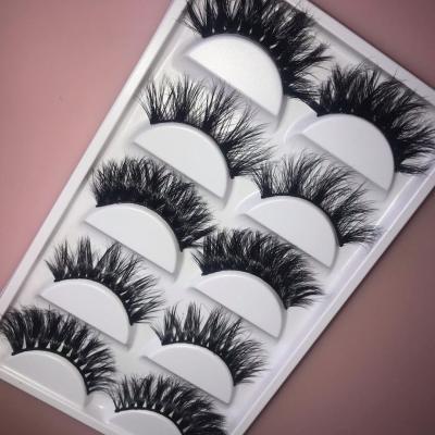 China 5Pairs Thick Eyelashes with Lashes Custom Long Cross Mink False Eyelashes Eyelash Packaging Box False 3D Lashes Wispy Fluffy for sale