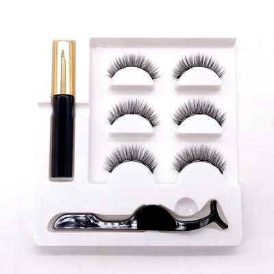 China 2021 newest styles long natural magnetic eyeliner and magnetic lashes set 3d lashes wholesale magnetic seller for sale