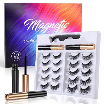 China 2021 newest styles long natural magnetic eyeliner and long lasting magnetic 3d wicks magnetic eyelashes for sale