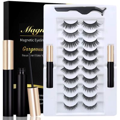 China 2022 Newest Styles Long Natural Magnetic Eyeliner False Eyelash Set for sale