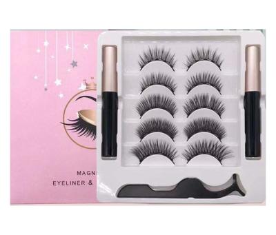 China Natural Wholesale Private Label Long Eye Lashes Magnetic False Eyelashes Set for sale