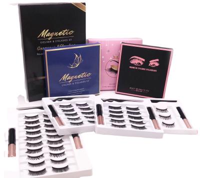 China Natural Wholesale Private Label 3d Long Lashes Magnetic False Eyelashes And Eyeliner Set for sale