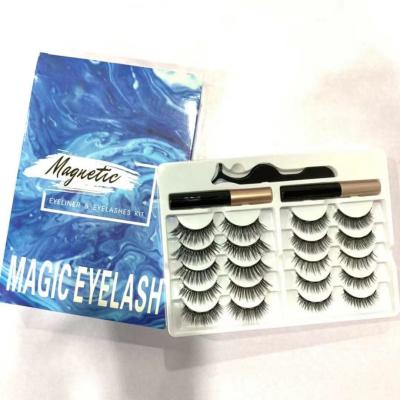 China Wholesale Private Label 3d Mink 5/10 Magnets Long Natural False Eyelashes Eyeliner Set for sale