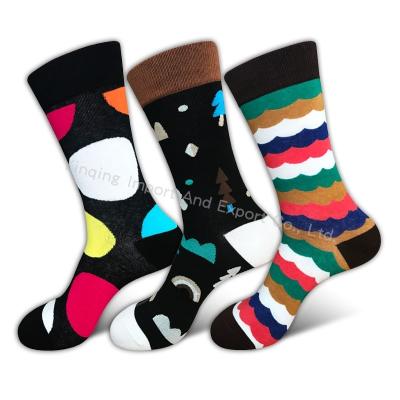 China Men's Funny Happy Polka QUICK DRY Dots Striped Crew Dress Socks for sale