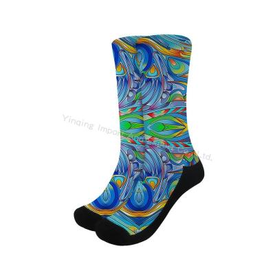 China QUICK DRY Custom Design Digital 3D Printing Polyester Blank Socks Sublimation Print Sports Crew Blank Socks for sale