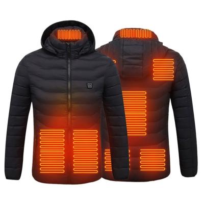 China ODM Waterproof Jacket 5V USB Battery Men Winter Electric Heated Heat Down Coat Hooded Outdoor Fishing Ski Hunting Warm Heating Jacket for sale