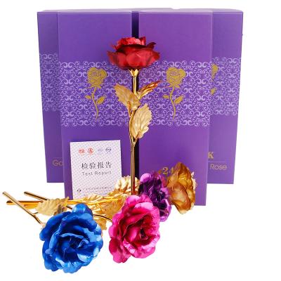 China Wholesale Gold Foil Sumflora Valentines Day Gift Artificial Flowers 24K Gold Rose For Women for sale