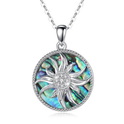 China Romantic Jewelry 925 Sterling Silver Mother of Pearl Merryshine Abalone Shell Sunflower Necklace for sale