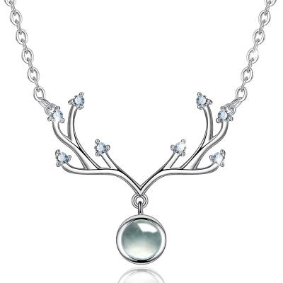 China Fashion Merryshine Antler Design 925 Sterling Silver I Love You 100 Languages ​​Projection Necklace for sale