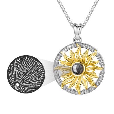 China Fashion Merryshine Sunflower 925 Sterling Silver 100 Tongue Projection I Love You Pendant Necklace for sale