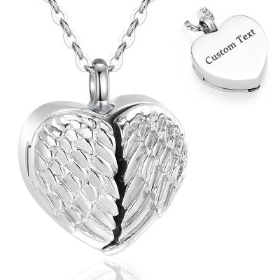 China Vintage Merryshine 925 Sterling Silver Heart Wings Memorial Pet Cremation Urn Pendant Necklace for sale