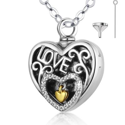 China Vintage Merryshine 925 Sterling Silver Heart Shaped Cremation Urn Necklace with Photo Picture for sale