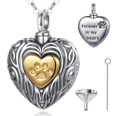 China Vintage Merryshine Cremation Jewelry 925 Sterling Silver Heart Locket Necklace for Pet Ashes for sale