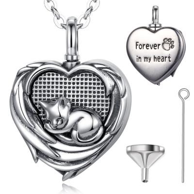 China Sterling Silver Heart Locket Urn Necklace Pendant Vintage Merryshine Cremation Jewelry 925 for sale