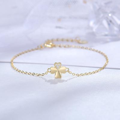 China Wholesale FASHIONABLE Merryshine Bracelets 925 Sterling Silver Plated 18K Gold Four Leaf Clover Bracelet for sale