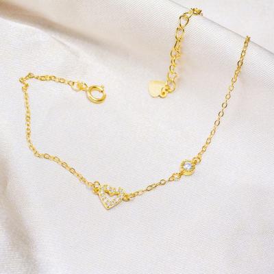 China Merryshine TRENDY 925 Sterling Silver Plated Gold Simple Heart Shape Bracelets for Valentine's Day Gift for sale