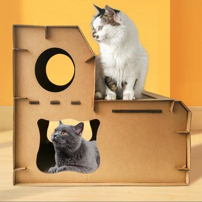 China Cat Nest Toy Cat House Scratch Board Double-Layer Pet Rising Frame Corrugated Corrugated Paper Sharpener for sale