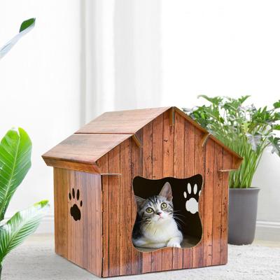 China Viable Type Multifunctional Corrugated Paper Cat Nest Integrated Protection Sofa Cat Claw Sharpener Cat Scratch Board Nest Villa Room for sale