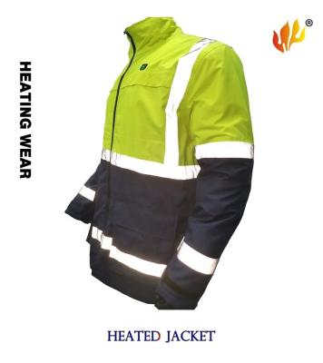 China 300d nylon oxford with pu/pvc coating bomber jacket hi viz for winter workwear with high visibility reflective warnin heated workwear for sale