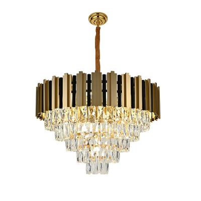 China Industrial Customized Pendant Light E14 Chrome Chandelier Lamp Size Luxury Modern Crystal Chandeliers Stand for sale