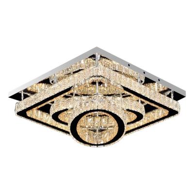 China Custom Home Decorative Lighting Suspended LED Chandelier Stainless Steel LED Ceiling Crystal Lamp for sale