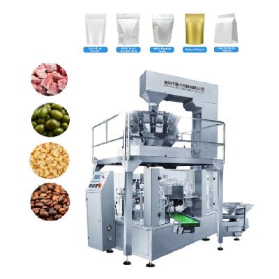 China Automatic Rotary Frozen Food Packaging Bag-given Machine For Dumpling Seafood Meat for sale