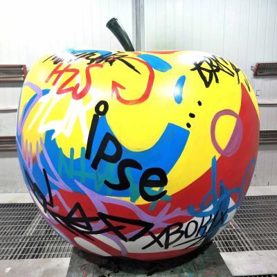 China New Europe fiberglass graffiti art apple sculpture for garden decoration for sale