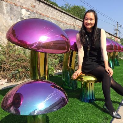 China Other Pink Iridescence Metal Mushroom For Shopping Mall Christmas Festival Sculpture In Australia for sale