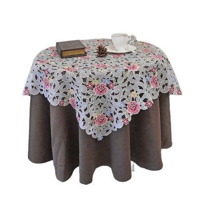 China Square table runner disposable table runner coffee embroidery color Lufu lace tablecloth lace runner for sale