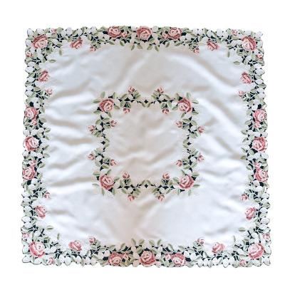 China LufuAmazon waterproof high-end wallpaper selling polyester hollow out polyester tablecloth table runner to embroider waterproof tablecloth for sale