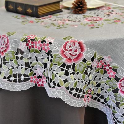 China New Design Style Embroidery Table Cloth Embroidery Table Cloth Disposable Comfortable Rural Pattern Table Cloth Modern Lufu Tablecloths Tablecloth Product for sale