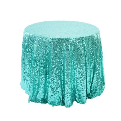 China Factory wholesale custom Lufu new year round polyester tablecloth waterproof wedding polyester sequin tablecloth for sale