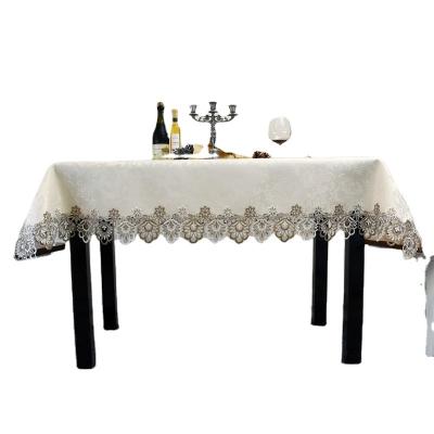 China Lufu quin tablecloth linen banquet lace tablecloth wedding decor velvet order parrty luxury tablecloth tablecloths waterproof for sale