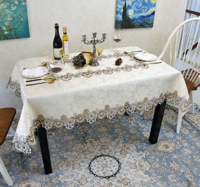 China Lufu Amazone Hot Selling Waterproof Lace Tablecloth With Tovaglia High Quality Ricamata Rectangle Tablecloth Caster Tablecloth Fashionable for sale