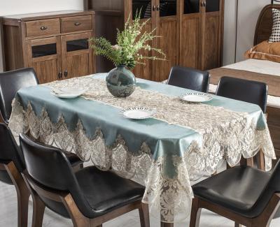 China Gold lace tablecloth Lufu velvet lace fabric wedding decor velvet waterproof luxury tablecloth tablecloth for home for sale