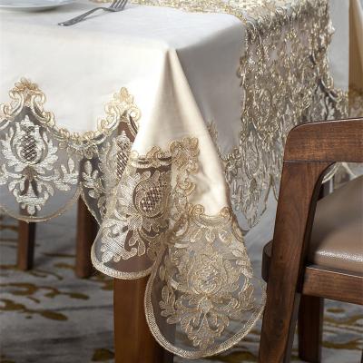 China LufuNew modern design style embroidery tablecloth pattern waterproof comfortable rural tablecloth velvet tablecloth for home for sale